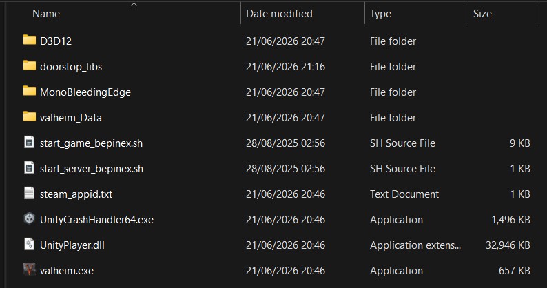 Valheim game folder before installing mods